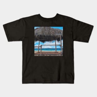 Mozambique Tropical Hut Beach Painting Kids T-Shirt